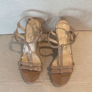 Jessica Simpson Tan Patent Wedges